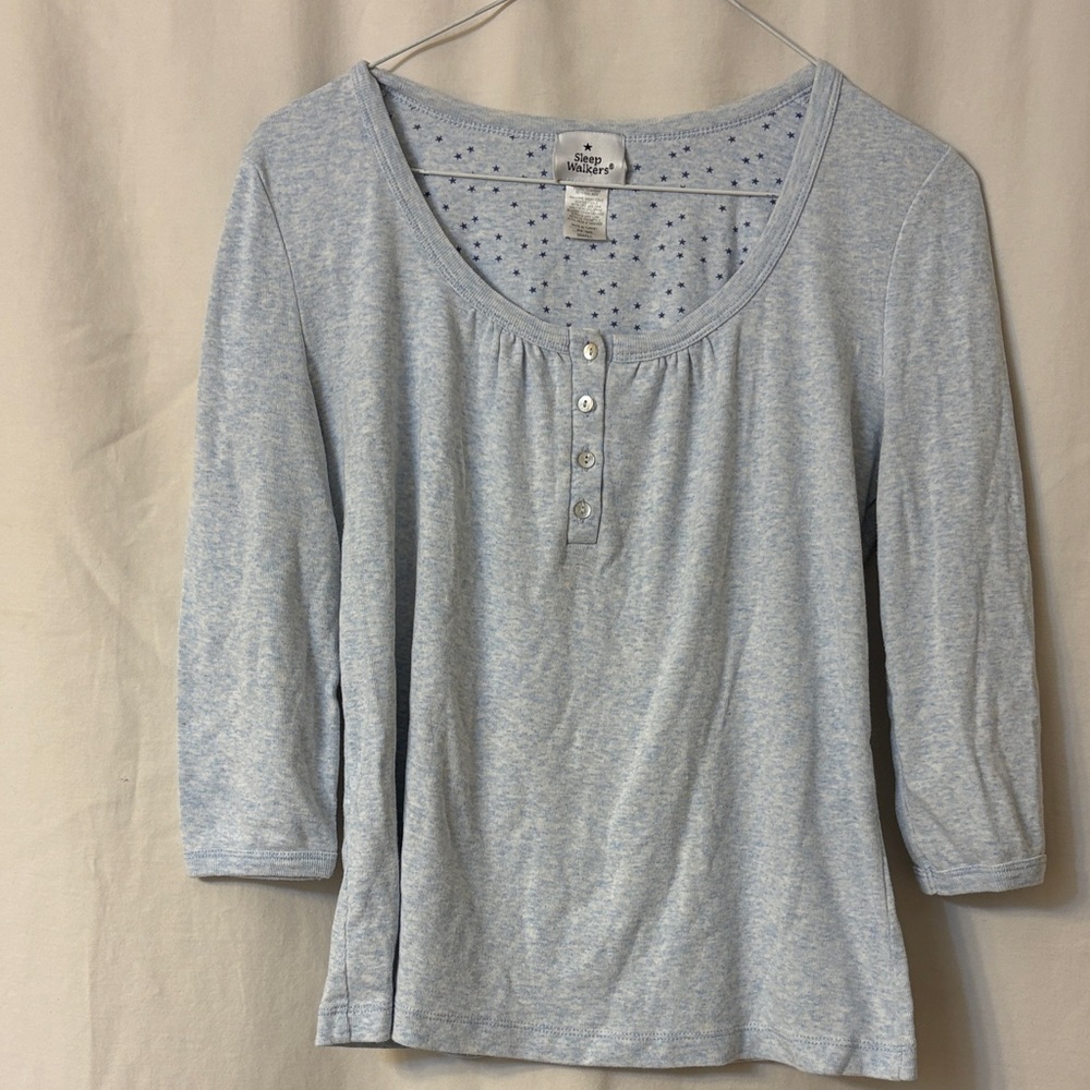 Old Navy Light Blue Women's Blouse with Polka Dots